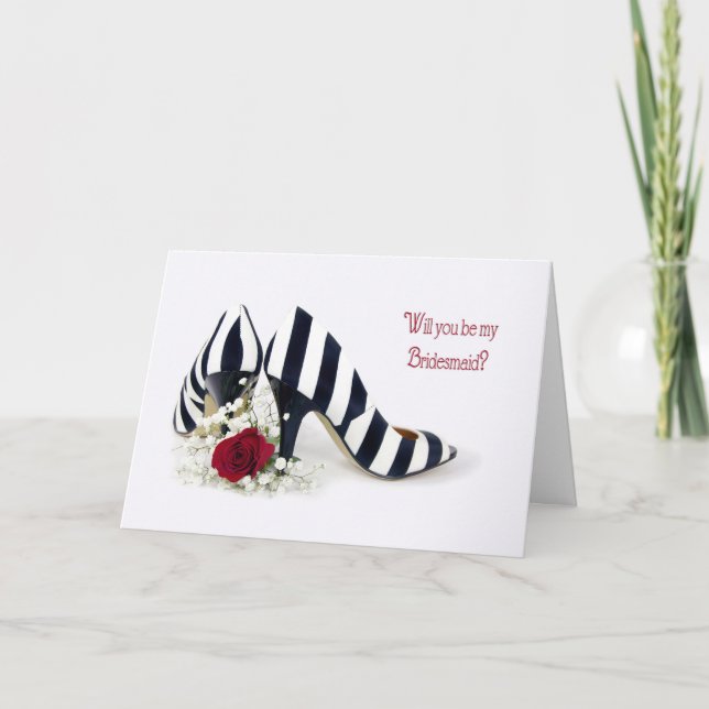 Invitation Chaussures de demoiselle d'honneur et rose (Devant)