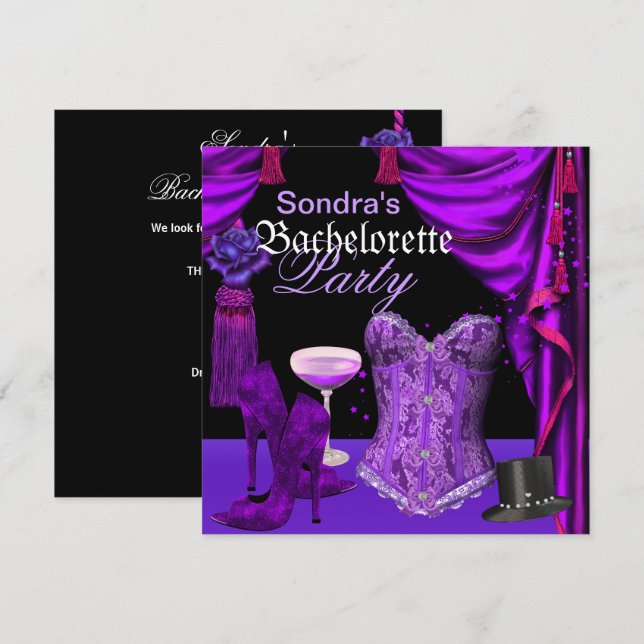 Invitation Chaussures de fête de fiançailles en corset noir v (Devant / Derrière)