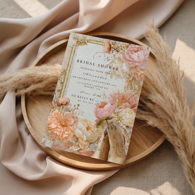 Invitation Chaussures de Prairie Mariage Peach (Créateur téléchargé)