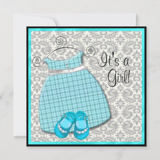 Invitation Chaussures de robe bleu sarcelle sarcelle Baby Gir (Devant)