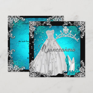 Invitation Chaussures de robe sarcelle pour Quinceanera 15 an