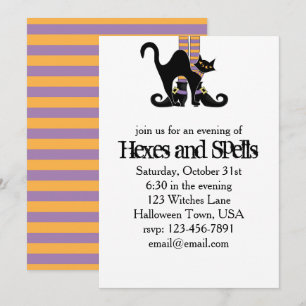 Invitation Chaussures de sorcière fantaisistes Halloween Chat
