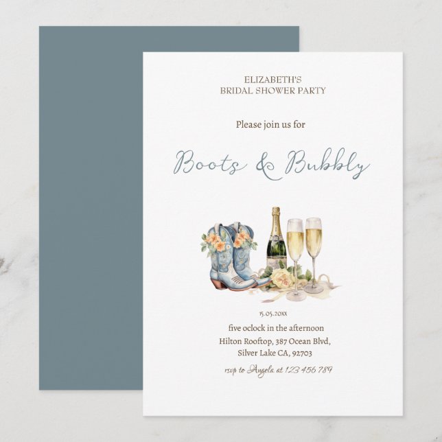 Invitation Chaussures de vin floral et douche de mariée pétil (Devant / Derrière)