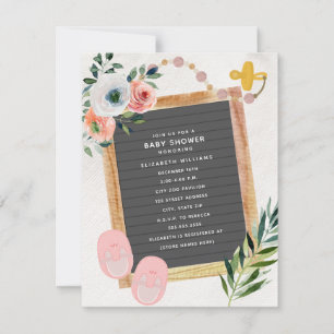 Invitation Chaussures en carton Pacifique Floral Girl Baby sh