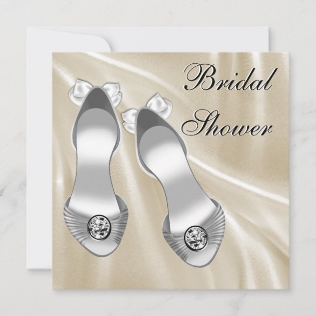 Invitation Chaussures en Satin d'Ivoire pour Mariée (Devant)