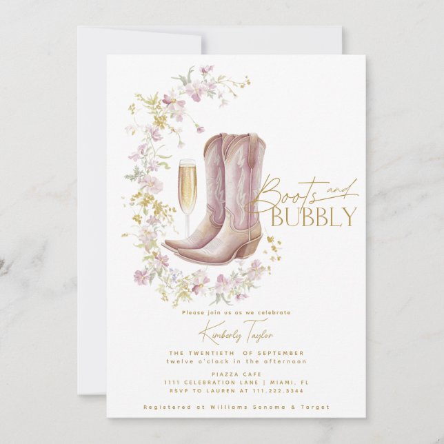 Invitation Chaussures et Bubbly Fête de Mariage aux Fleurs Sa (Devant)