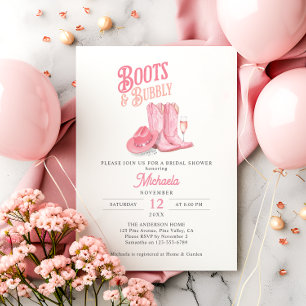 Invitation Chaussures et bulles roses : fête prénuptiale de c