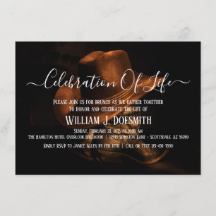 Invitation Chaussures et chapeau de cowboy rustiques Mémorial