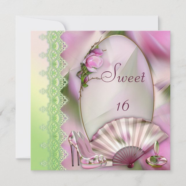Invitation Chaussures glamour, Magnolia & Fan Sweet 16 (Devant)