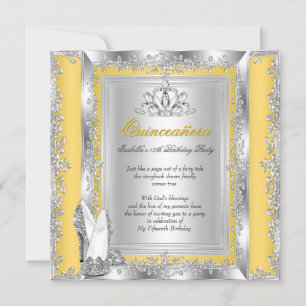 Invitation Chaussures Jaune Argent 15 Ans Anniversaire Quince