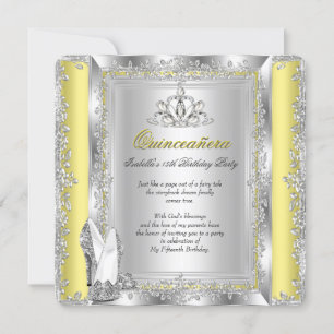 Invitation Chaussures Jaunes Argent pour Anniversaire de Quin