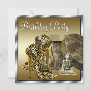 Invitation Chaussures Leopard High Heel Noir Gold Womans Anni
