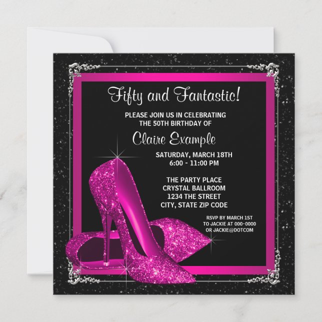 Invitation Chaussures Magenta High Heel Fête d'anniversaire (Devant)