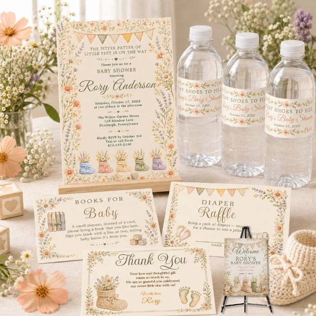Invitation Chaussures Minuscules à Remplir Fête Prénatale Flo (Tiny Shoes to Fill Floral Baby Shower Suite)