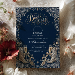 Invitation Chaussures Navy Paisley et Réception de Mariage Bu
