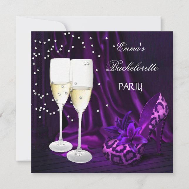 Invitation Chaussures noires léopard violet pour enterrement  (Devant)