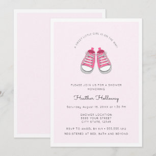 Invitation Chaussures pour bébé rose doux, Baby shower