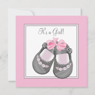 Invitation Chaussures pour bébé rose gris rose Gris rose Bébé