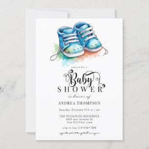 Invitation Chaussures pour bébés Baby shower Blue Boy
