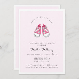 Invitation Chaussures pour bébés roses douces, Baby shower