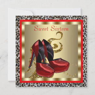 Invitation Chaussures Red High Talon Leopard Sweet sixteen An