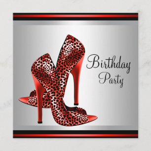 Invitation Chaussures Red High Talon Rouge Noir fête d'annive