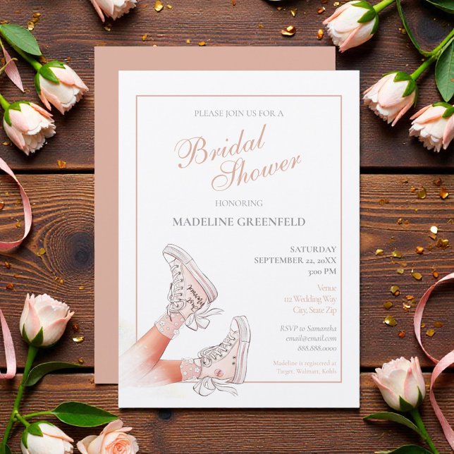 Invitation Chaussures Rétro Peach Mariage Enterrement de Vie  (Créateur téléchargé)