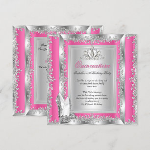 Invitation Chaussures Rose Bonbon Argent pour les 15 Ans de Q