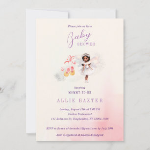Invitation Chaussures Rose Cute Baby shower Fairy Dust Girl