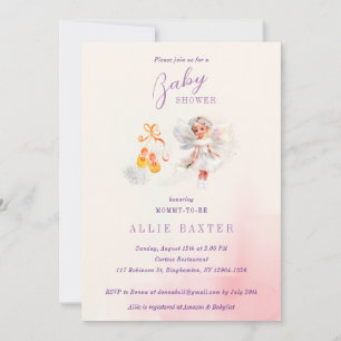 Invitation Chaussures Rose Cute Baby shower Fairy Dust Girl