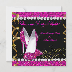 Invitation Chaussures Rose Pailletées Or Noir Soirée Glamour