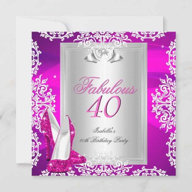 Invitation Chaussures rose vif pour une fête d'anniversaire f (Devant)