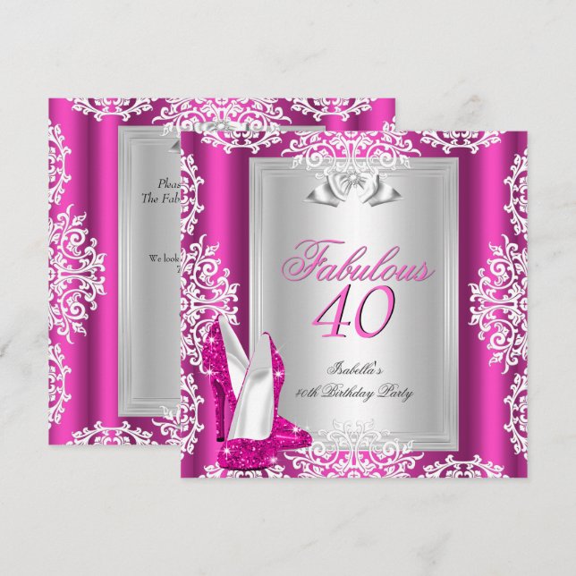 Invitation Chaussures rose vif pour une fête d'anniversaire f (Devant / Derrière)