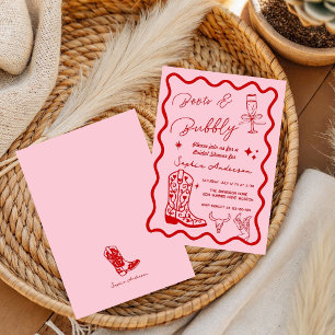 Invitation Chaussures roses dessinées à la main Bubbly Rustiq