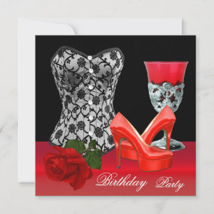 Invitation Chaussures rouges et noires pour fête d'anniversai