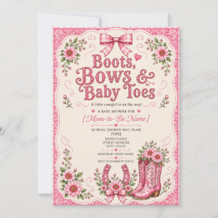 Invitation Chaussures, Rubans et Petits Pieds de Bébé Fille B