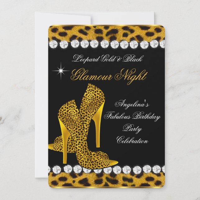 Invitation Chaussures scintillantes Leopard Gold Black Glamou (Devant)
