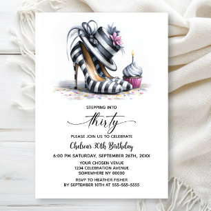 Invitation Chaussures Stiletto Rayées 30e Anniversaire