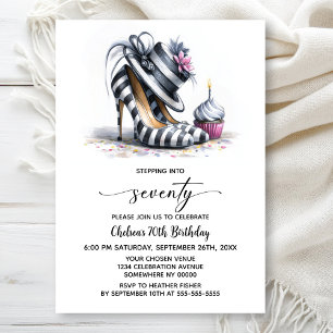 Invitation Chaussures Stiletto Rayées 70e Anniversaire