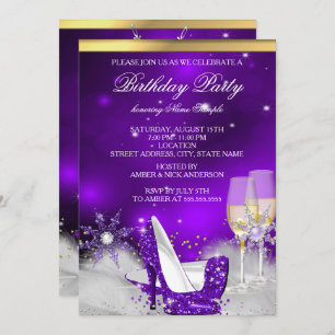 Invitation Chaussures violet haute talon Silver Gold Champagn