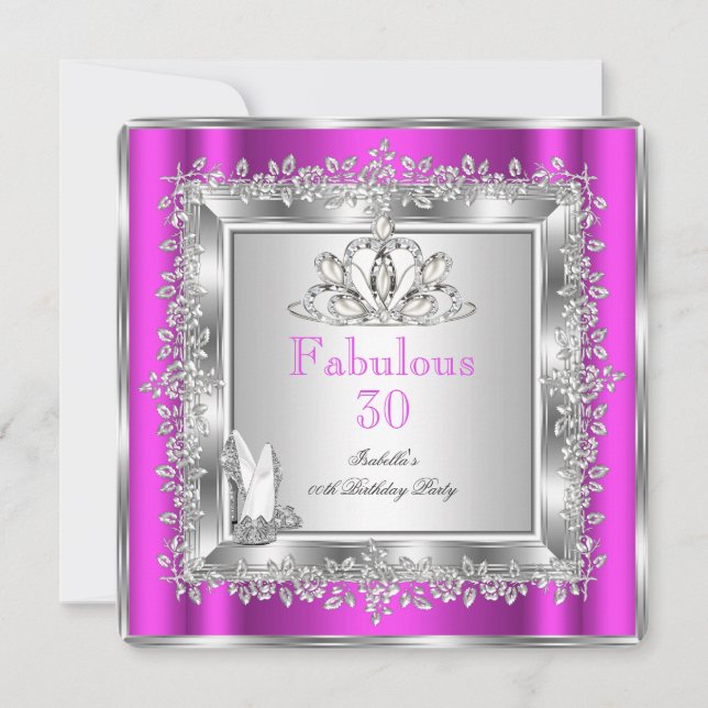 Invitation Chaussures Violet Rose Argent Fête des 30 ans Fabu (Devant)