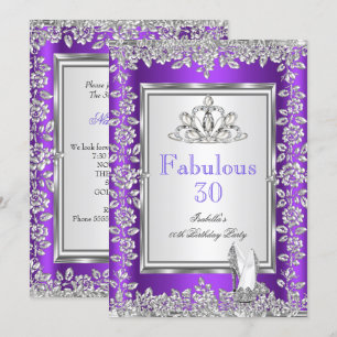 Invitation Chaussures violettes argentées pour une fête d'ann