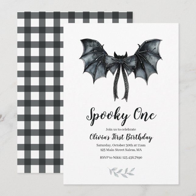 Invitation Chauve-souris d'Halloween Arc Fantomatique Un 1er  (Devant / Derrière)
