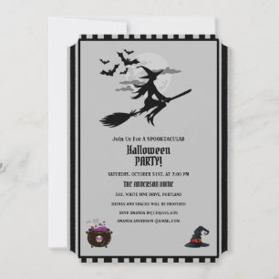 Invitation Chauve-souris moderne Gris Black Halloween Party