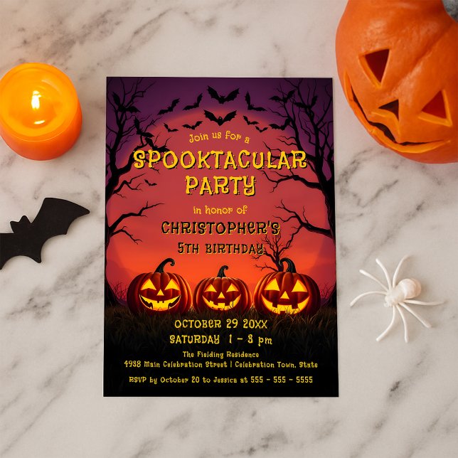 Invitation Chauve-souris Spooktacular et Halloween Jack-O'-La (Créateur téléchargé)
