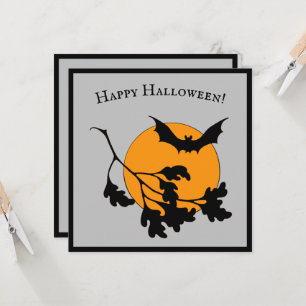 Invitation Chauve-souris vintage d'Halloween orange lune