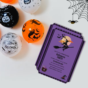 Invitation Chauve-souris violette Black Halloween Party