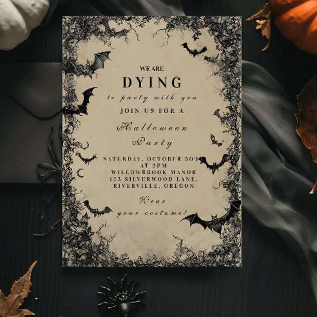 Invitation Chauves-souris de minuit hantent Halloween (Créateur téléchargé)