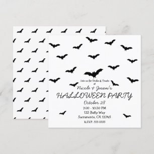 Invitation Chauves-souris noires et fête d'Halloween mignonne