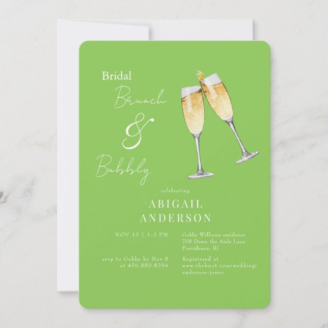 Invitation Chaux Green Champagne Bridal Brunch Douche (Devant)